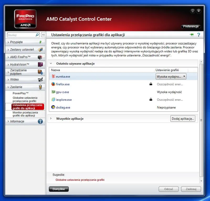 Ustawienia graficzne dla gier AMD Radeon